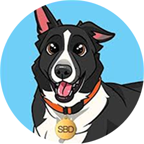 Cartoon graphic of black and white dog named Norton